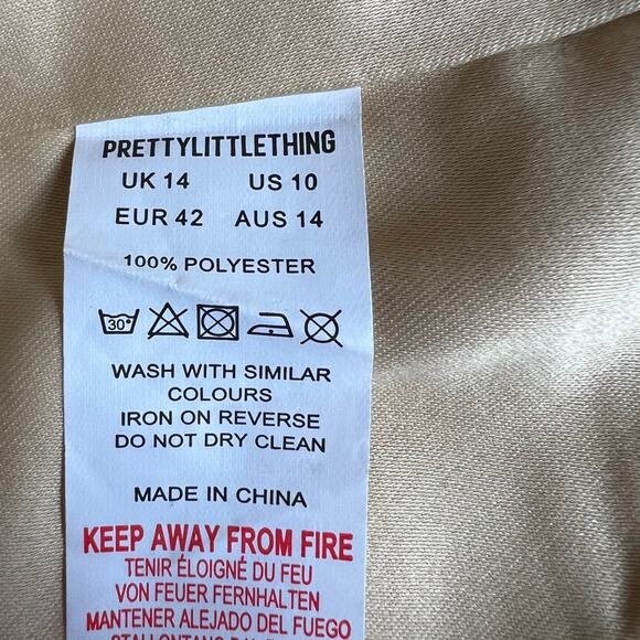 PRETTYLITTLETHING Gold Printed Frill Bardot Crop Top Size 14 NWT - Picture 6 of 7